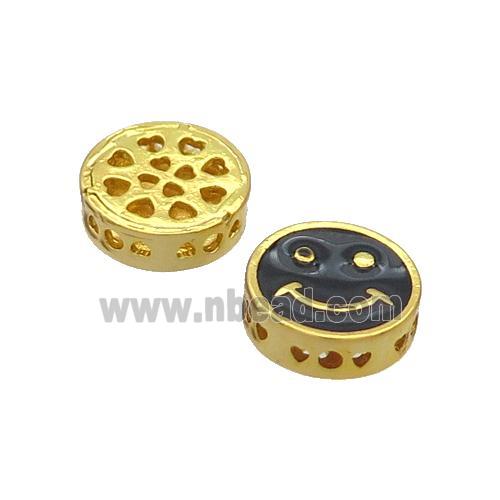 Copper Emoji Beads Black Enamel Gold Plated