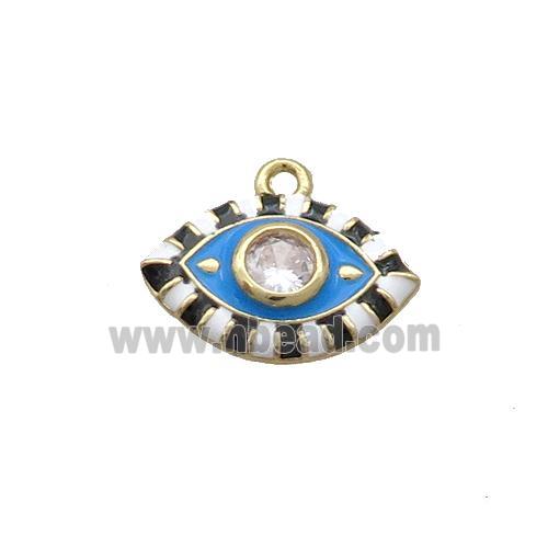 Copper Eye Pendant Pave Zircon Blue Enamel Gold Plated