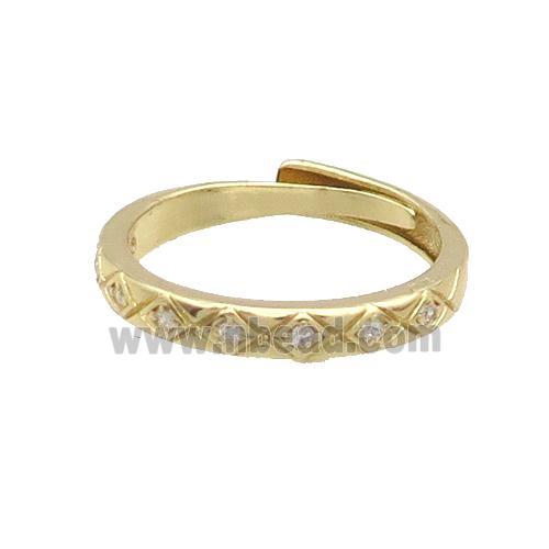 Copper Ring Pave Zircon Gold Plated Adjustable