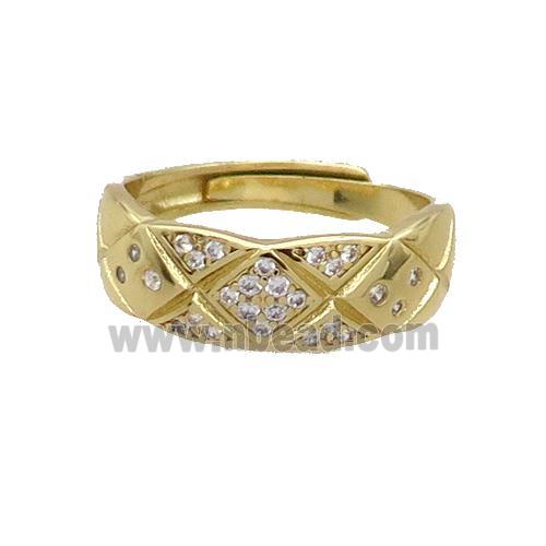 Copper Ring Pave Zircon Gold Plated Adjustable