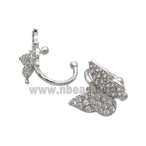 Copper Clip Earring Pave Zircon Platinum Plated