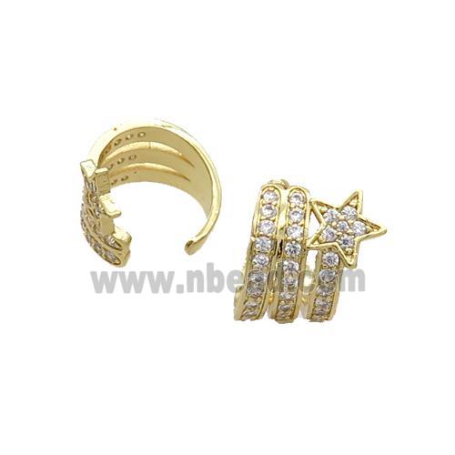Copper Clip Earring Pave Zircon Cuff Gold Plated