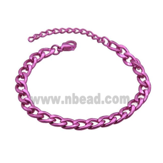 Copper Chain Bracelet HotPink Lacquered