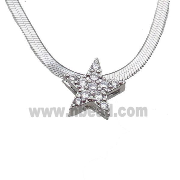 Copper Necklace Pave Zircon Star Platinum Plated