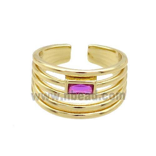 Copper Ring Pave Zircon Hotpink Gold Plated