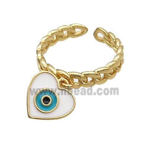Copper Ring With Heart Enamel Evil Eye Gold Plated