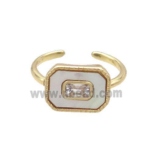 Copper Ring Pave Zircon Shell Gold Plated
