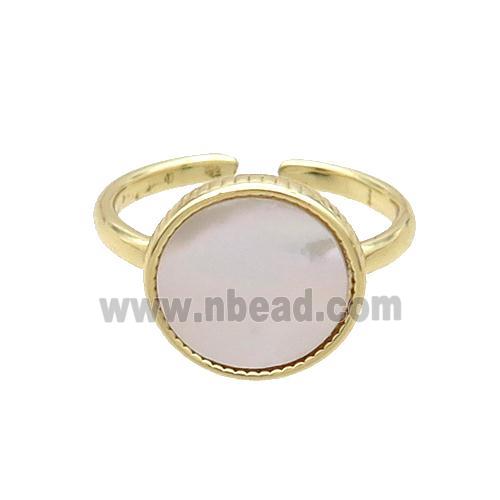 Copper Ring Pave Shell Gold Plated