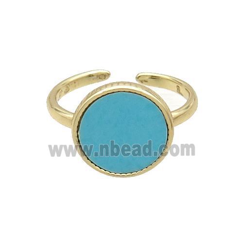 Copper Ring Pave Turquoise Gold Plated
