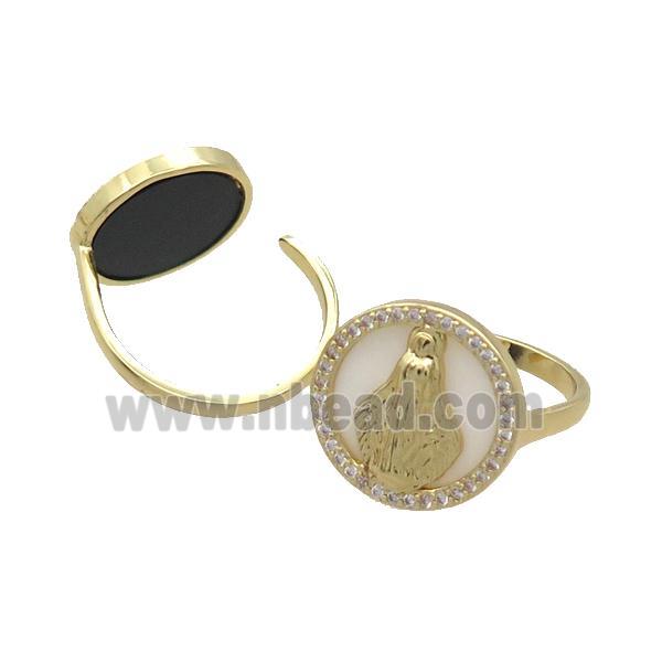 Copper Ring Pave Shell Zircon Mary Gold Plated