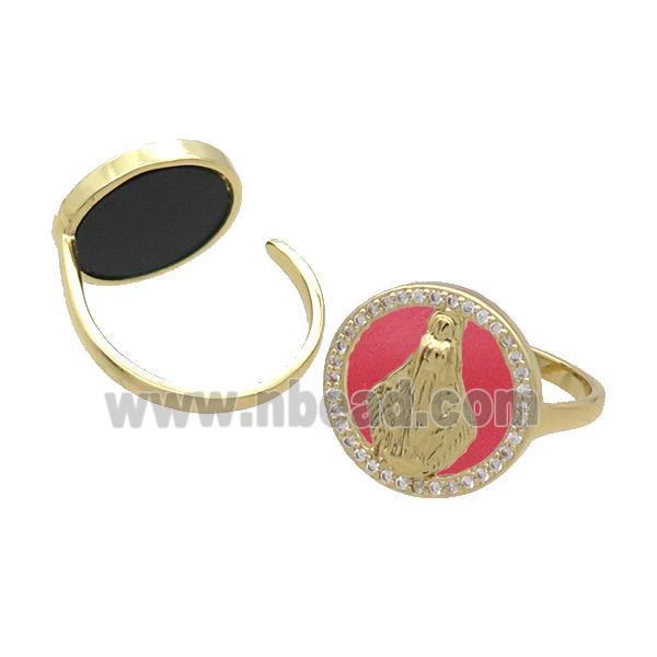 Copper Ring Pave Agate Zircon Mary Gold Plated