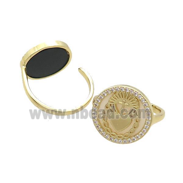 Copper Ring Pave Shell Zircon Gold Plated