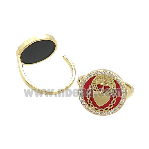 Copper Ring Pave Agate Zircon Gold Plated