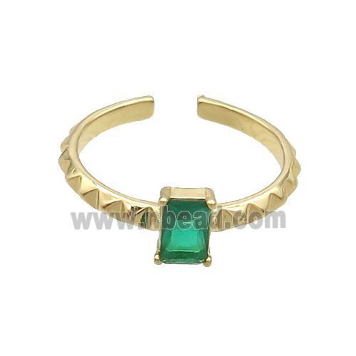 Copper Ring Pave Green Crystal Gold Plated
