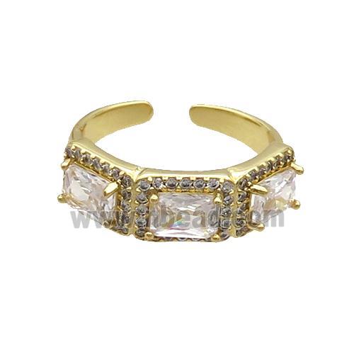 Copper Ring Pave Zircon Crystal Gold Plated