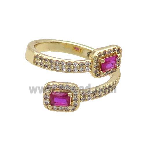 Copper Ring Pave Zircon Hotpink Crystal Gold Plated