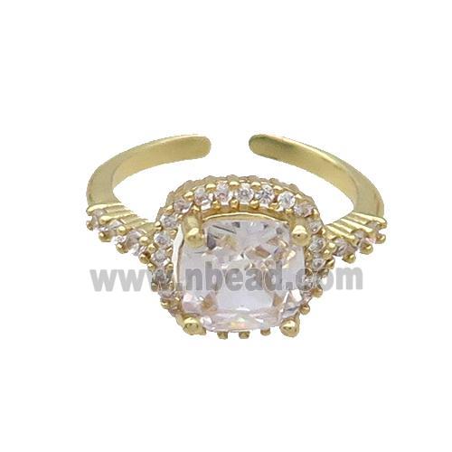 Copper Ring Pave Zircon Clear Crystal Gold Plated