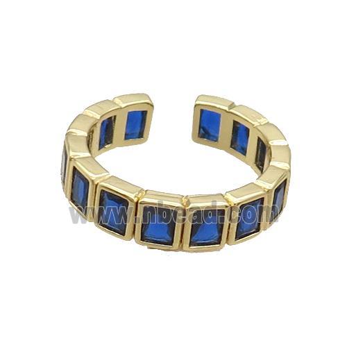 Copper Ring Pave Blue Crystal Gold Plated