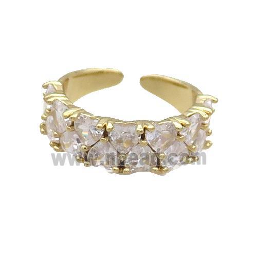 Copper Ring Pave Clear Crystal Gold Plated