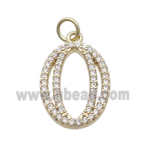 Copper Number-0 Pendant Pave Zircon Gold Plated