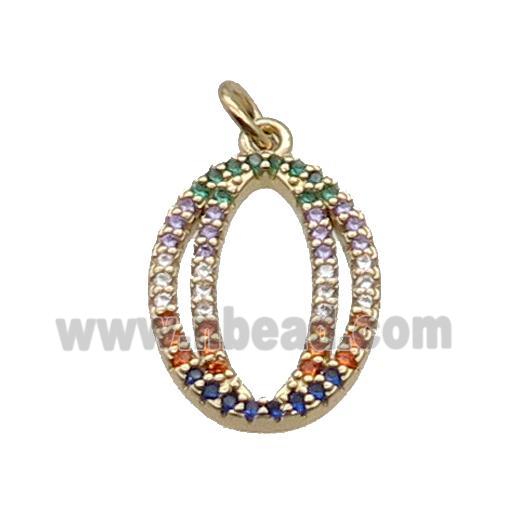 Copper Number-0 Pendant Pave Zircon Gold Plated