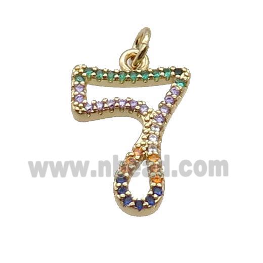 Copper Number-7 Pendant Pave Zircon Gold Plated