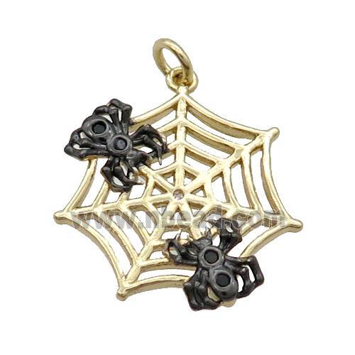 Copper Spider Charm Pendant Pave Zircon Gold Plated