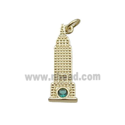 Copper Pendant Pave Zircon Empire State Building Gold Plated