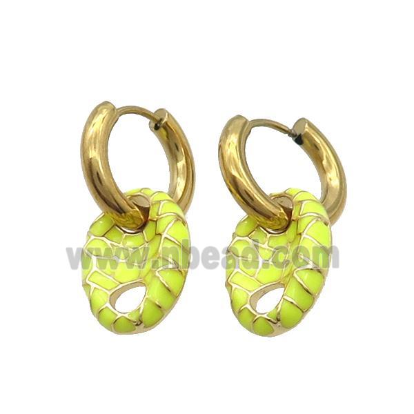 Copper Hoop Earring Yellow Enamel PigNose Gold Plated
