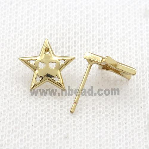 Copper Stud Earring Star Gold Plated