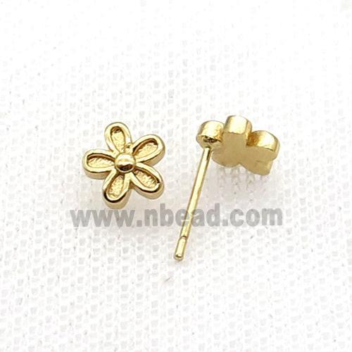 Copper Stud Earring Flower Gold Plated