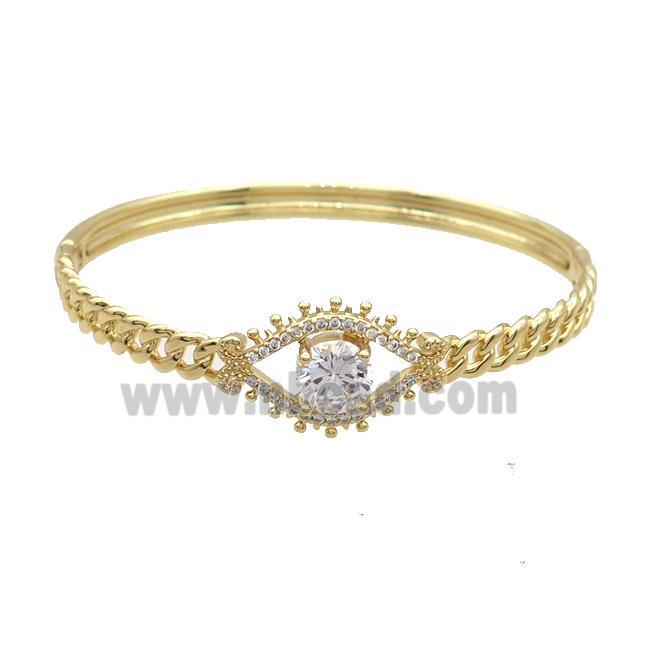 Copper Bangle Pave Clear Crystal Gold Plated