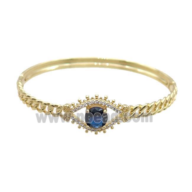 Copper Bangle Pave Blue Crystal Gold Plated