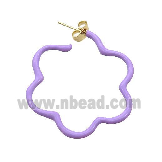 Copper Stud Earring Lavender Lacquered Gold Plated