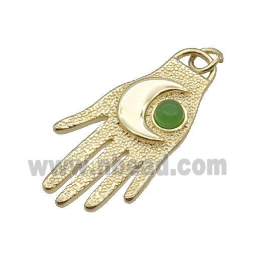 Copper Hand Charm Pendant Moon Gold Plated