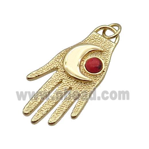 Copper Hand Charm Pendant Moon Gold Plated