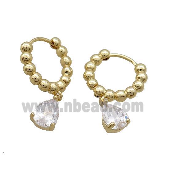 Copper Hoop Earring Pave Crystal Gold Plated