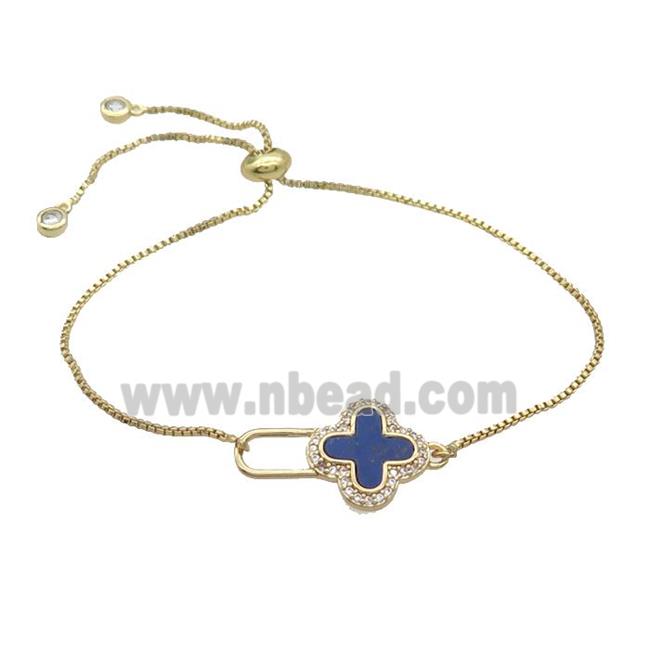 Copper Bracelet Blue Lapis Cross Adjustable Gold Plated