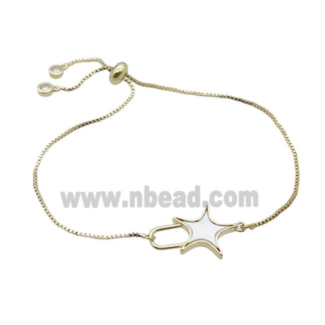 Copper Bracelet White Shell Star Adjustable Gold Plated