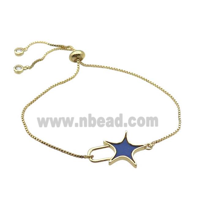 Copper Bracelet Blue Lapis Star Adjustable Gold Plated