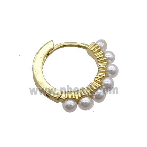 Copper Hoop Earring With Pearlized Glass Gold Plated