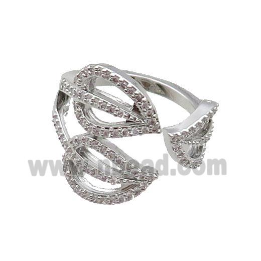 Copper Ring Pave Zircon Platinum Plated