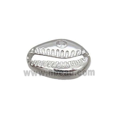 Copper Conch Connector Pave Zircon Platinum Plated
