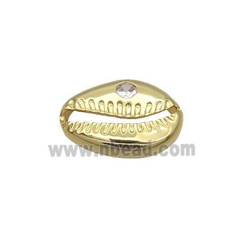 Copper Conch Connector Pave Zircon Gold Plated
