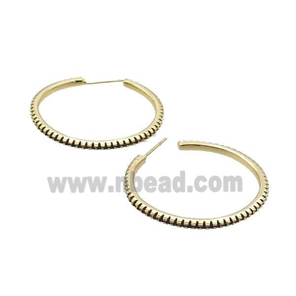 Copper Stud Earring Pave Zircon Circle Gold Plated