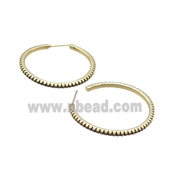 Copper Stud Earring Pave Zircon Circle Gold Plated