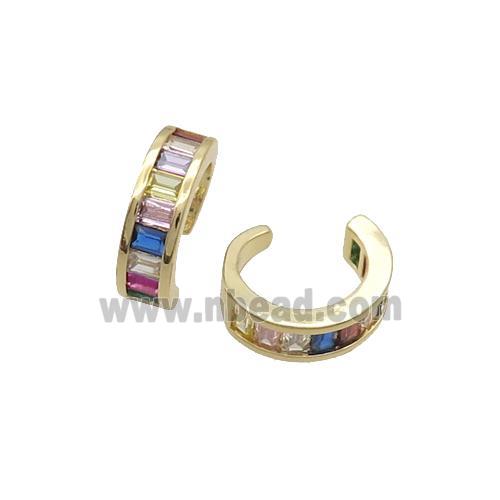 Copper Clip Earring Pave Multicolor Zircon Gold Plated