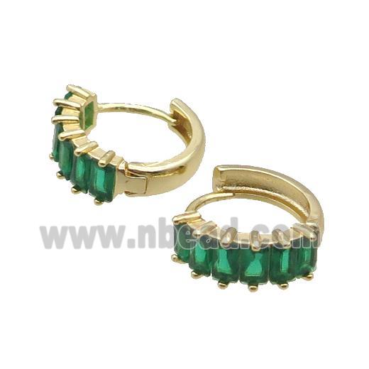 Copper Hoop Earring Pave Green Zircon Gold Plated