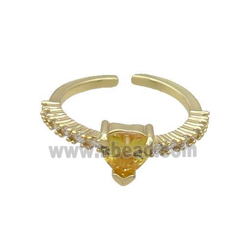Copper Rings Pave Yellow Zircon Gold Plated