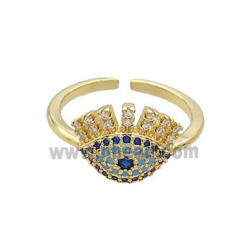 Copper Ring Pave Zircon Eye Gold Plated